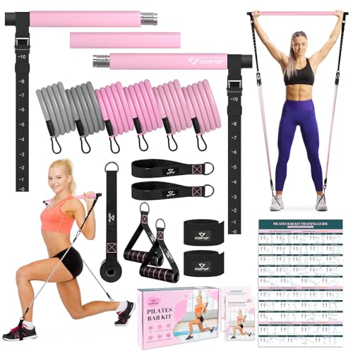 Pilates Bar Kit with Resistance Bands, Multifunctional Yoga...