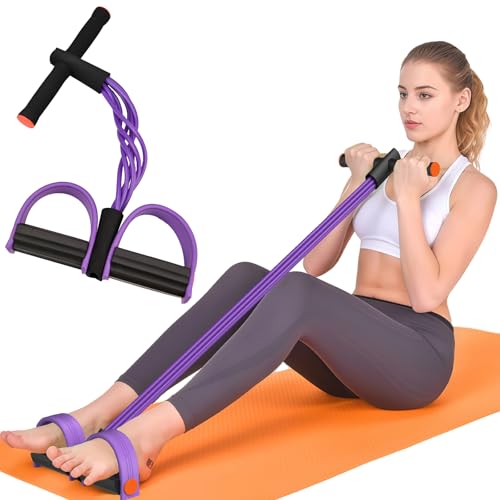 Hacole Resistance Bands with Handle, 6-Tube Elastic Foot...