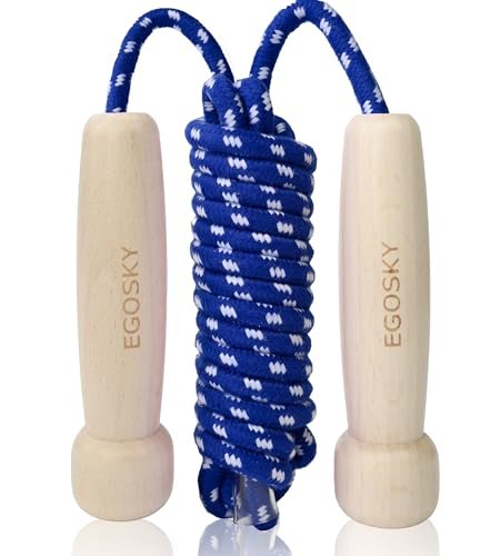 Jump Rope for Women Men Kids, EGOSKY Adjustable Wooden...