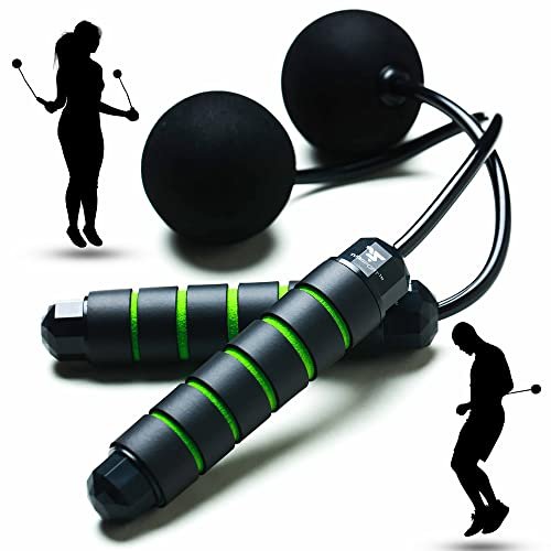 Weighted Cordless Jump Rope - Adjustable Length Ropes...