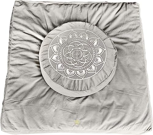Florensi Yoga Cushion & Meditation Mat Bundle - Gray,...