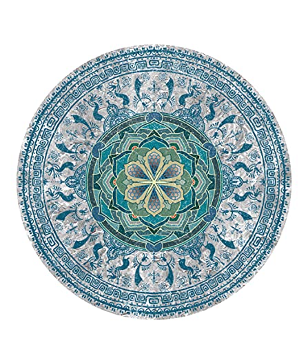 Knsbk Large Round Yoga Mat 4.6’ x 3.5mm for Exercise...