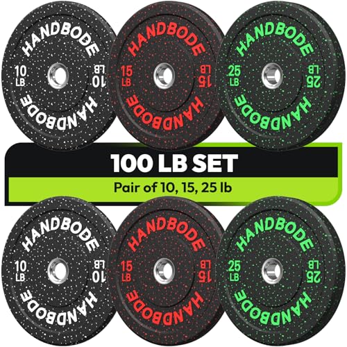 HANDBODE Bumper Plates High-Bounce Olympic Weight Plates,...