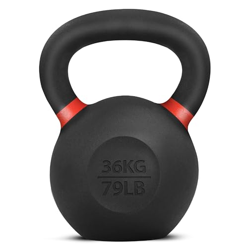 Yes4All Powder Coated Cast Iron Kettlebell Single Dark Red...