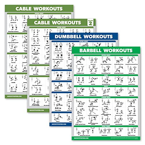 4 Pack - Cable Machine Workout Posters Volume 1 &...