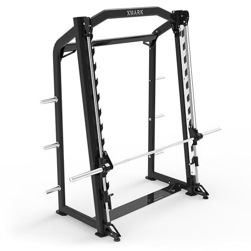 XMARK Smith Machine with 7' Barbell and Weight Plate...