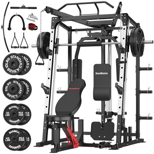 SunHome Smith Machine with Bench and 230LBS BP, 2000LBS...