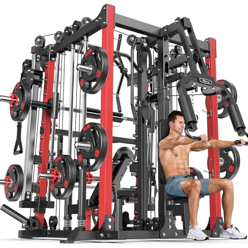 Smith Machine with Cable Crossover System, Multi-Function...