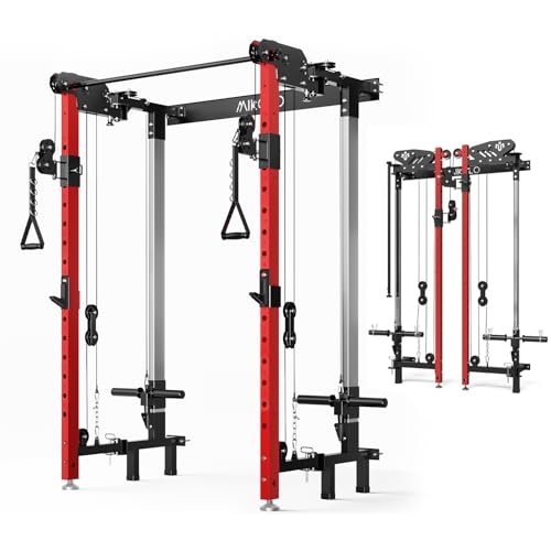 Mikolo Folding Squat Rack, Wall Mounted Power Rack with...