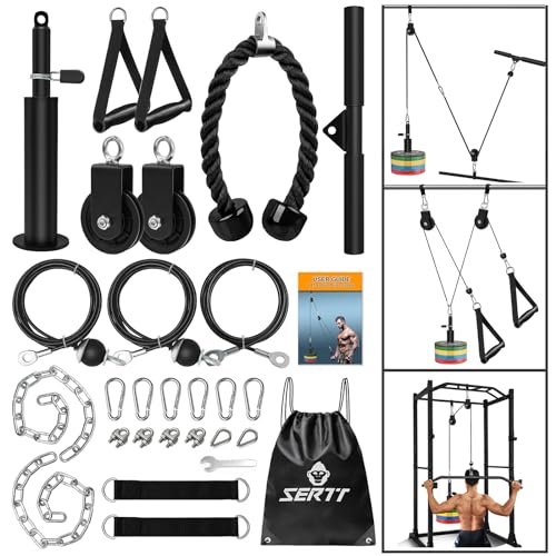 SERTT Weight Cable Pulley System Gym, Upgraded Cable Pulley...
