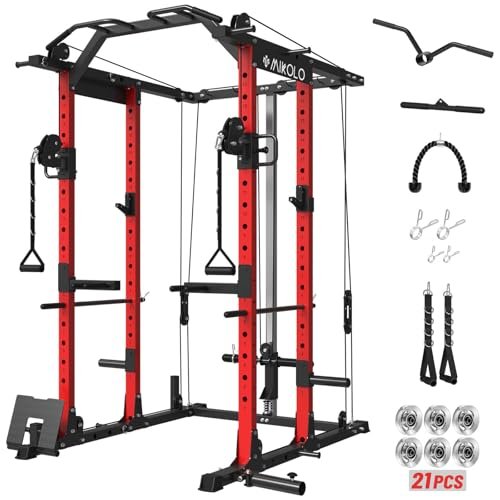 Mikolo Power Cage, Power Rack with Cable Crossover System,...