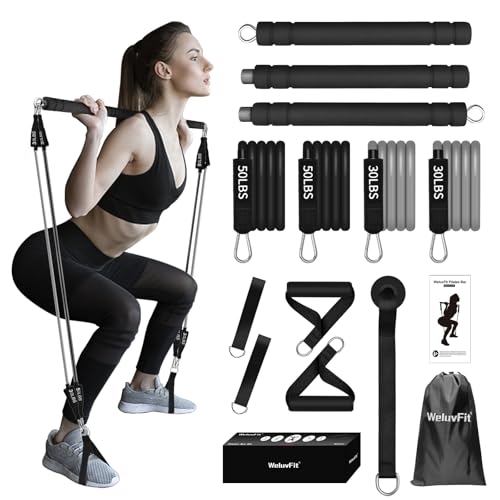 Pilates Bar Kit with Resistance Band-Multifunctional...