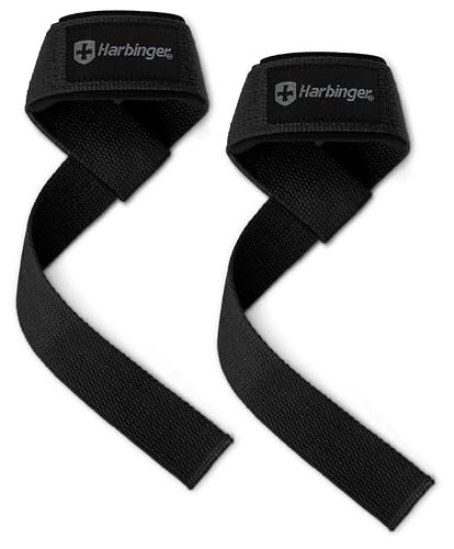 Harbinger Padded Cotton Lift Straps, Black - Soft,...