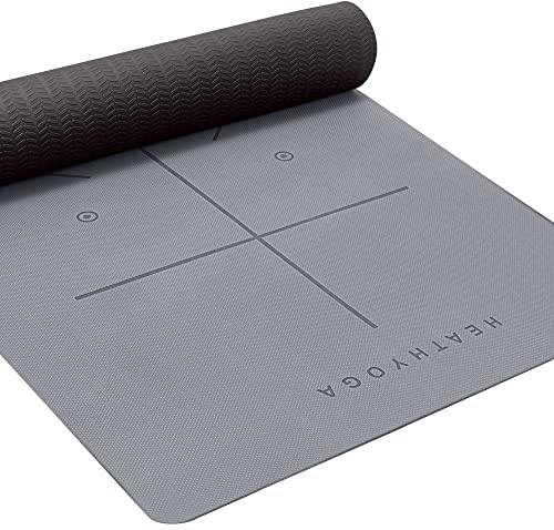 Heathyoga Eco Friendly Non Slip Yoga Mat, Body Alignment...