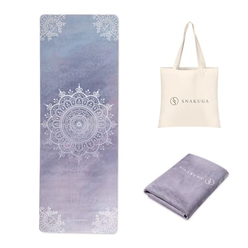 SNAKUGA Travel Yoga Mat, Non Slip Exercise Suede Mat with...