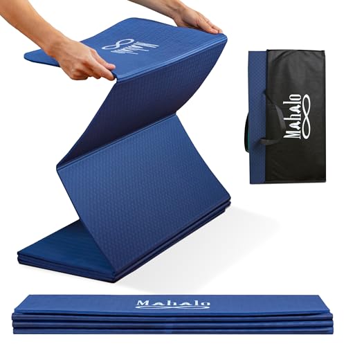 Travel Yoga Mat + Carry Bag, 6mm 7-fold Workout Mat,...