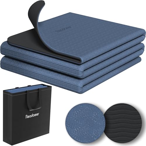 Readaeer Foldable Yoga Mat for Travel Folding Yoga Mat...