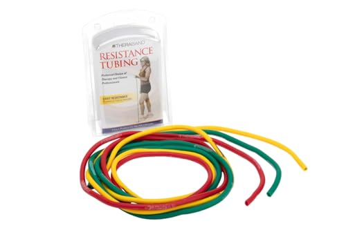 THERABAND Resistance Tubes, Begginer Set, Yellow, Red, and...