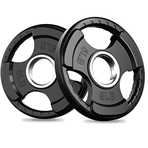 RitFit Weight Plates for Barbell, 2-Inch Olympic Rubber...