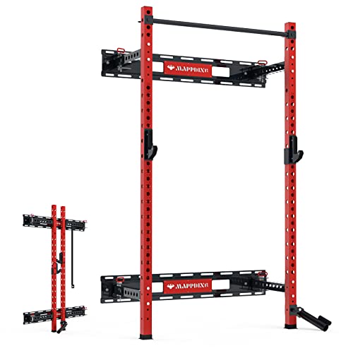 Mappding Folding Squat Rack Wall Mounted, 1100LBS Foldable...