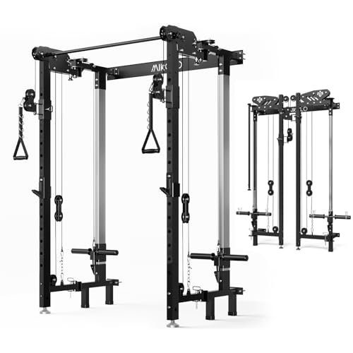 Mikolo Folding Squat Rack, Wall Mounted Power Rack with...