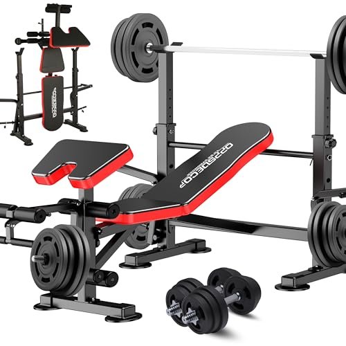 OPPSDECOR 660lbs 6 in 1 Weight Bench Set with Squat...