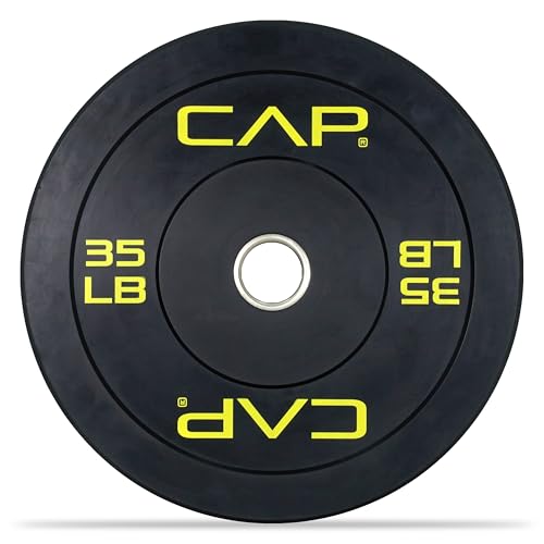 CAP Barbell Economy Olympic Bumper Plate with Yellow Logo,...