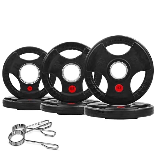 【3-Pack】2.5 5 10 LB Bumper Plates Weight Set with Spring...