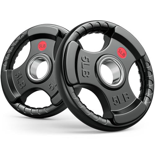 GIKPAL 2-inch Rubber Olympic Grip Weight Plates for...