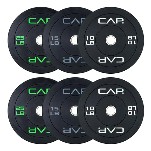CAP Barbell 100 LB Economy Olympic Bumper Plate Set with...