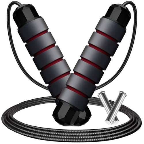 Adjustable Weighted Jump Rope, 9ft Long Tangle-Free Rapid...
