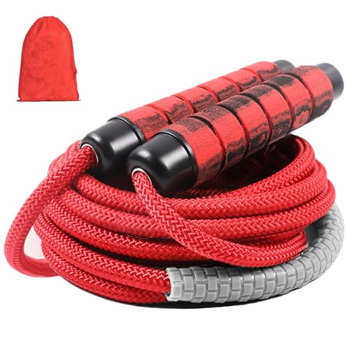 TIMEASY Weighted Jump Rope Nylon Adjustable - Tangle-Free...