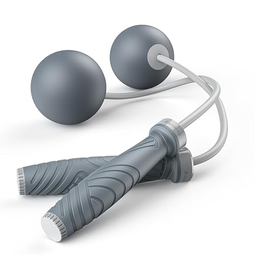 Weighted Cordless Jump Rope for Fitness - Silent Skipping...