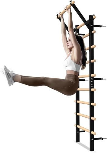 GMWD Swedish Ladder Wood Stall Bar, Suspension Trainer with...
