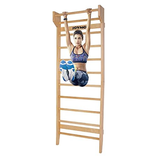 JOYMOR Gymnastics Wood Stall Bar, Multi-use Swedish Ladder-...