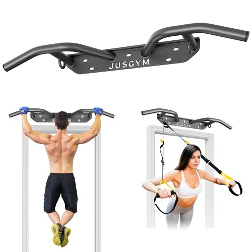 Jusgym Wall Mounted Pull Up Bar - Heavy Duty Chin...