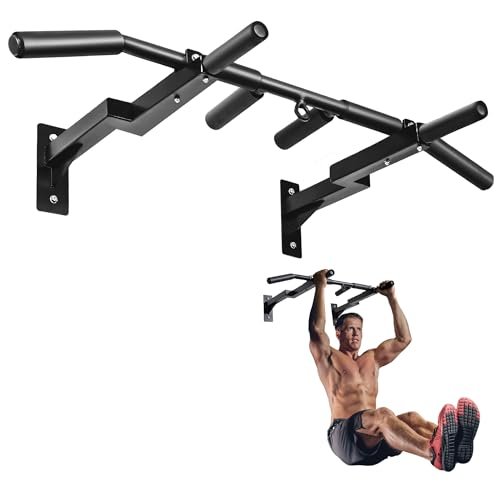 Yes4All Multi-Grip Wall Mount Pull-Up Bar, 16 Inches & 24...