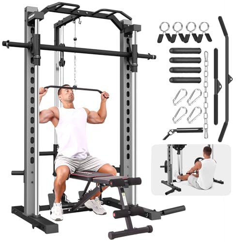 OPPSDECOR All-in-One Adjustable Smith Machine with LAT-Pull...