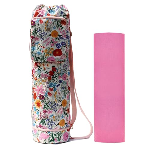 ESVAN Yoga Mat Bag with Multi Pockets Drawstring Yoga Mat...