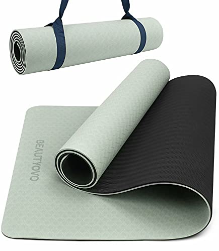 Yoga Mat with Strap, 1/3 Inch Extra Thick Yoga Mat...