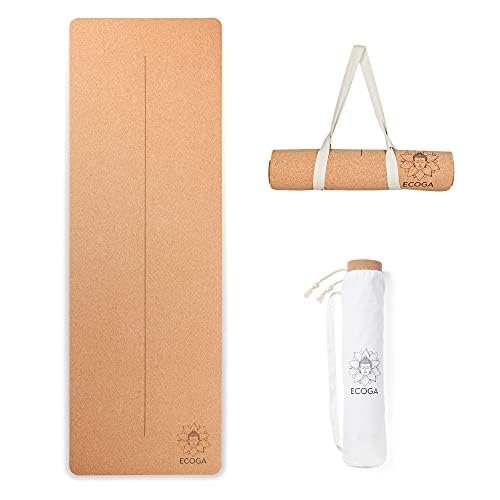 ECOGA Premium Cork Yoga Mat With Alignment Marks - 5mm...