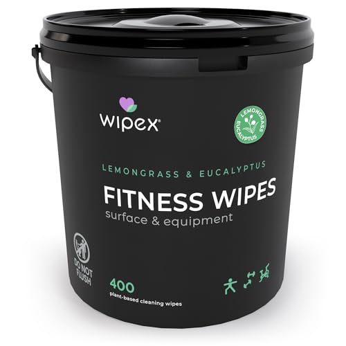 Wipex Yoga Mat Cleaner Wipes - Plant-Based Lemongrass,...