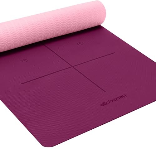 Heathyoga Eco Friendly Non Slip Yoga Mat, Body Alignment...