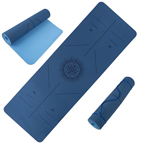 Yoga Mat with Alignment Marks - Lightweight Exercise Mat...