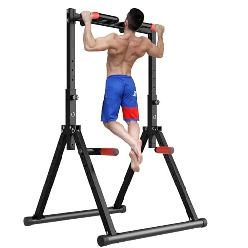 DOBESTS Foldable Power Tower Pull Up Bar Dip Station...
