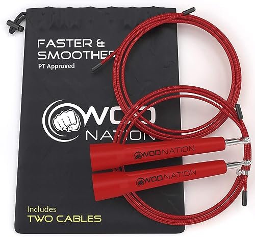 WOD Nation Adjustable Speed Jump Rope - High-Speed Rotation...