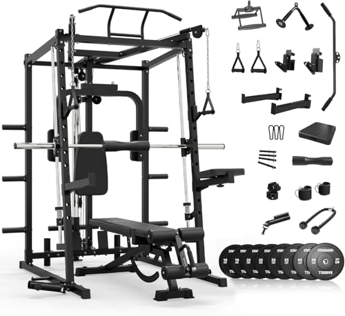 Mikolo All-in-One Smith Machine Home Gym with 230lbs Weight...