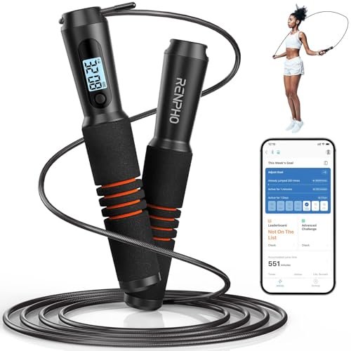 Jump Rope, RENPHO Smart Jump Rope with Counter, Fitness...