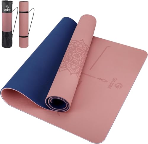 Yoga Mat Non Slip TPE Thick Yoga Mat with Alignment...