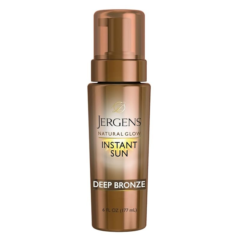 Jergens Natural Glow Instant Sun Body Mousse, Self Tanner for Deep Bronze Tan, S...